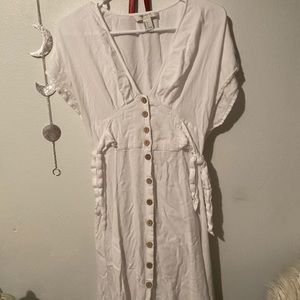 Midi White Boho Dress
